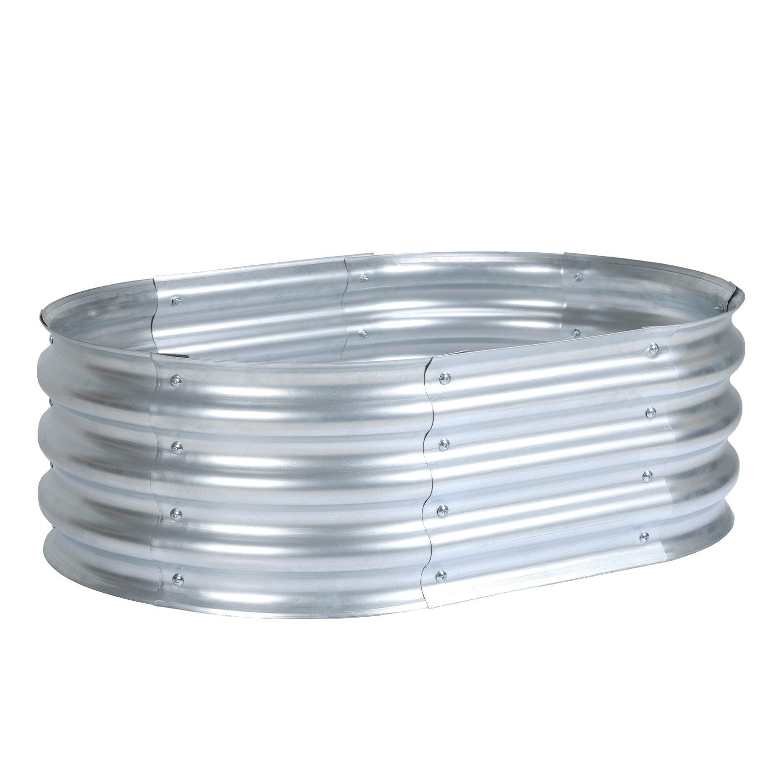 35(L)x24(W)x12(H)inch Galvanized Raised Garden Bed Kit, Outdoor Garden Planter Oval Large Boxes for Vegetables, Flowers, Herbs - Silver Aoodor