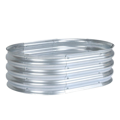 35(L)x24(W)x12(H)inch Galvanized Raised Garden Bed Kit, Outdoor Garden Planter Oval Large Boxes for Vegetables, Flowers, Herbs - Silver Aoodor