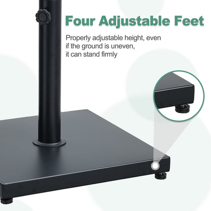 39 lb Outdoor Patio Umbrella Base, Heavy Duty Square Concrete Umbrella Stand, Market Umbrella Pole Stand for Deck, Poolside, Balcony, Black，Aoodor