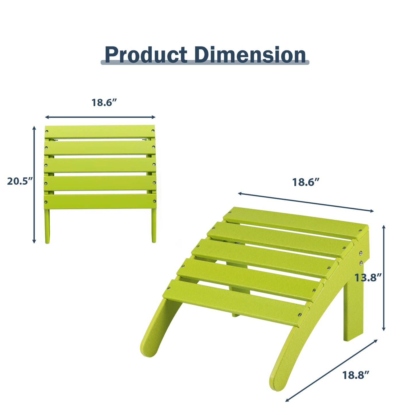 Outdoor Adirondack Ottoman, HDPE Adirondack Chair Ottoman