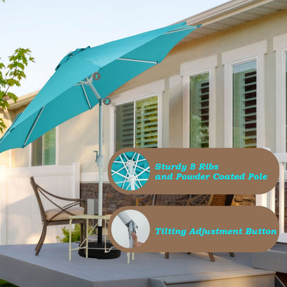 9FT Outdoor Patio Market Umbrella Aluminum Frame with Push Button Tilt Crank and 8 Steel Ribs, UV Protection  Aoodor    