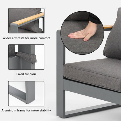 5 Pieces Aluminum Sectional Patio Furniture Set