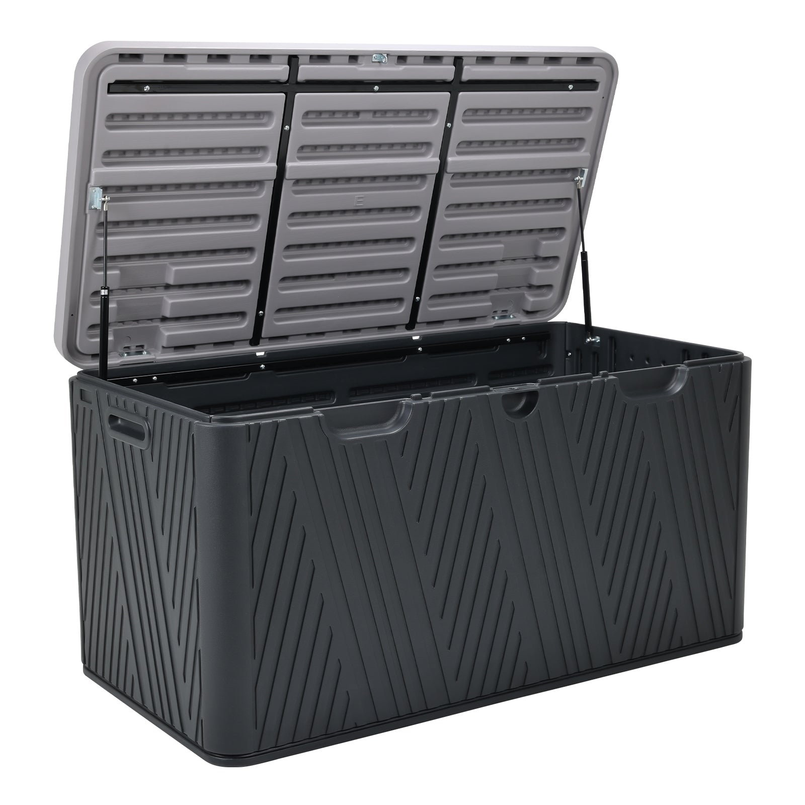 71 Gallon Deck Box, Lockable Storage UV Resistant Container with Hydraulic Rods for Patio Furniture Outdoor Cushions, Garden Tools and Sports Equipments，Aoodor（BLACK）