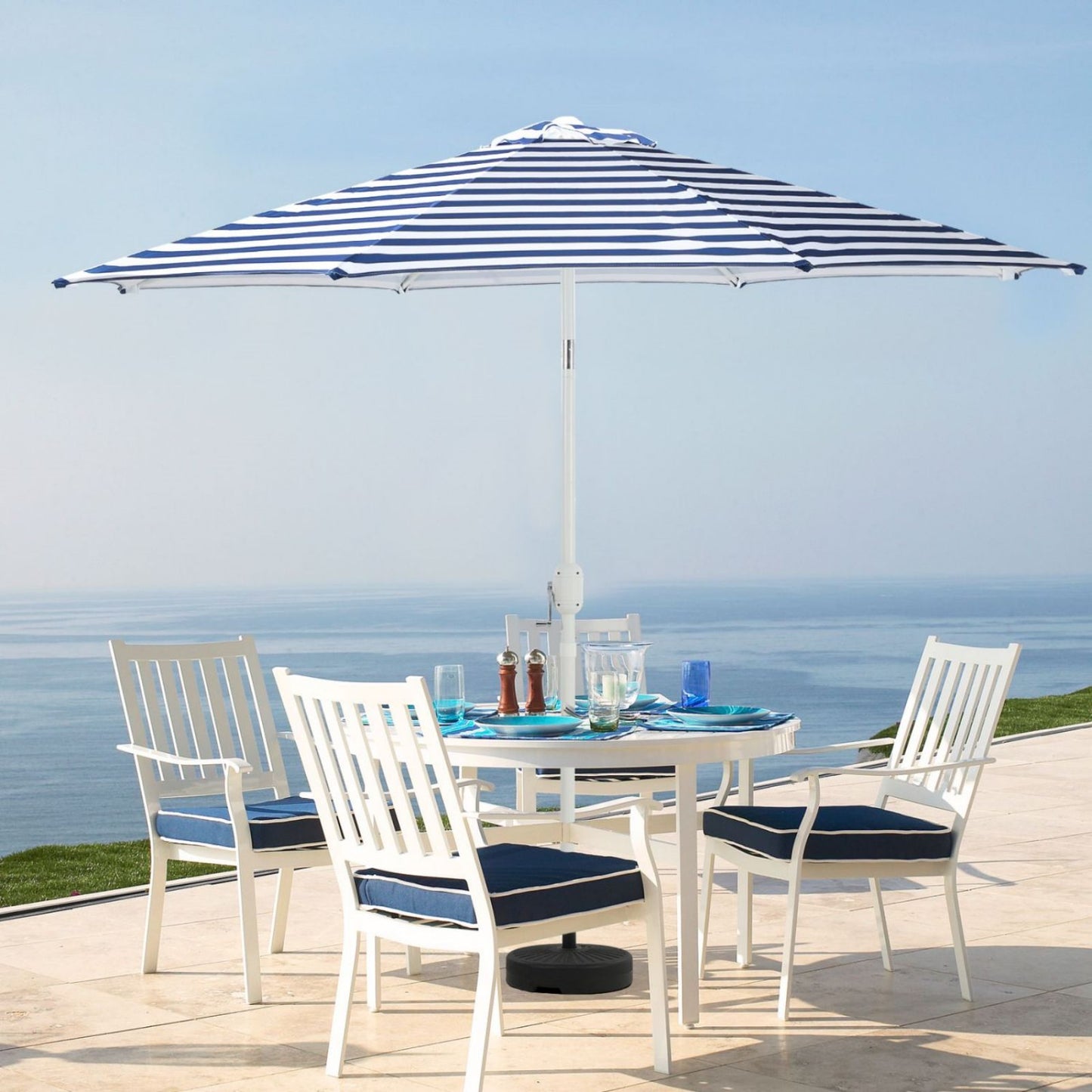 9FT Outdoor Patio Market Umbrella Aluminum Frame with Push Button Tilt Crank and 8 Steel Ribs, UV Protection  Aoodor    