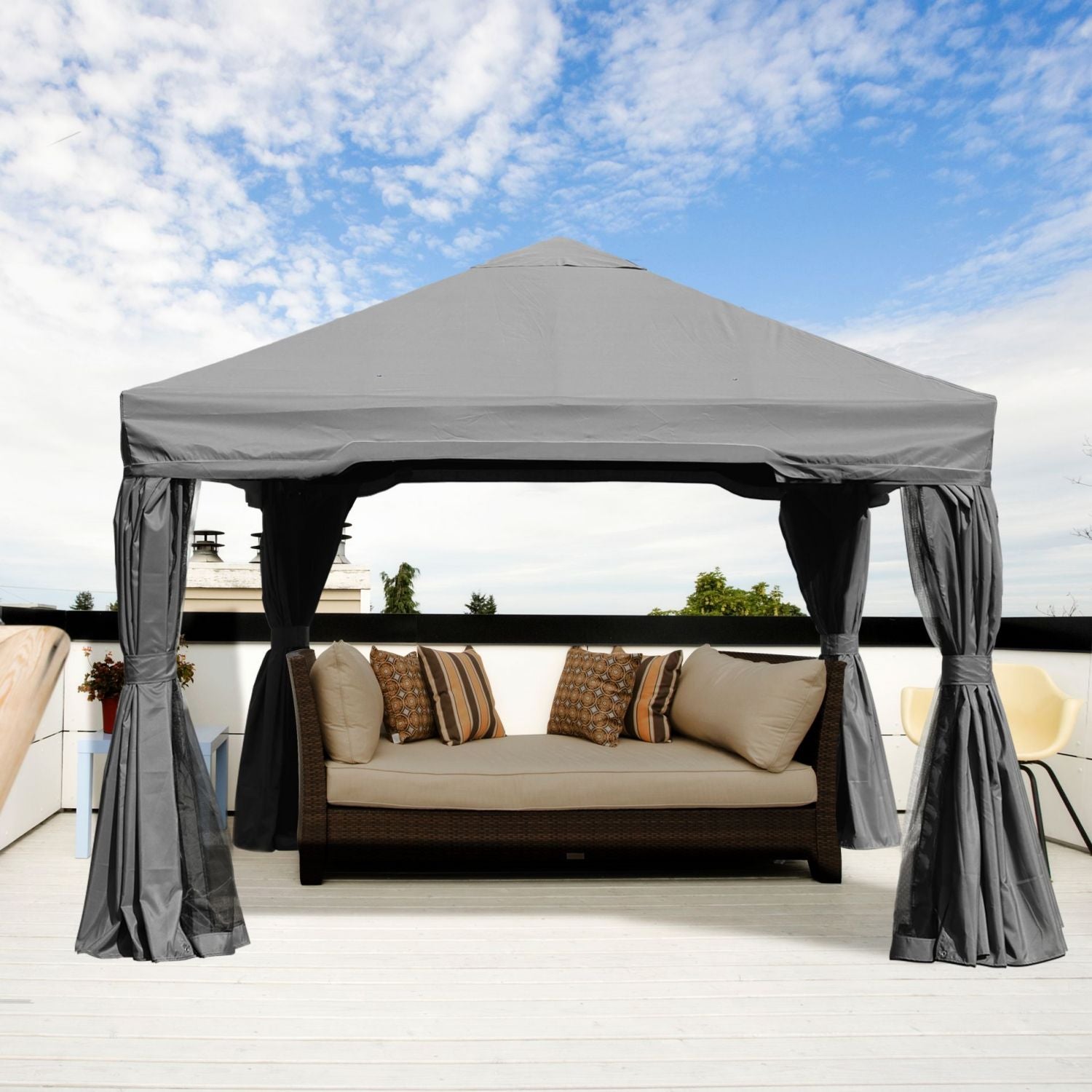 12 x 12 ft. Outdoor Gazebo Tent Canopy Shelter, Aluminum Frame with Privacy Curtain and Netting Gazebo Aoodor LLC   