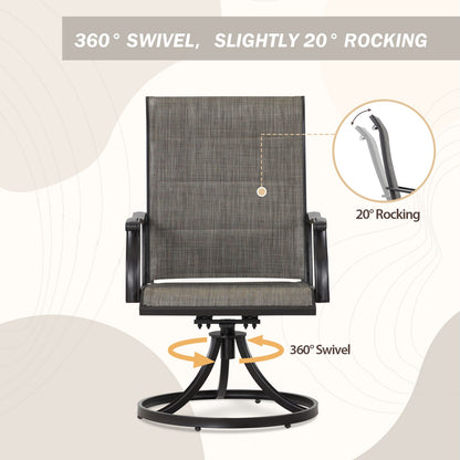 Outdoor 360-degree Swivel Dining Chairs Set of 2, Breathable, Durable High Back Textilene Chair