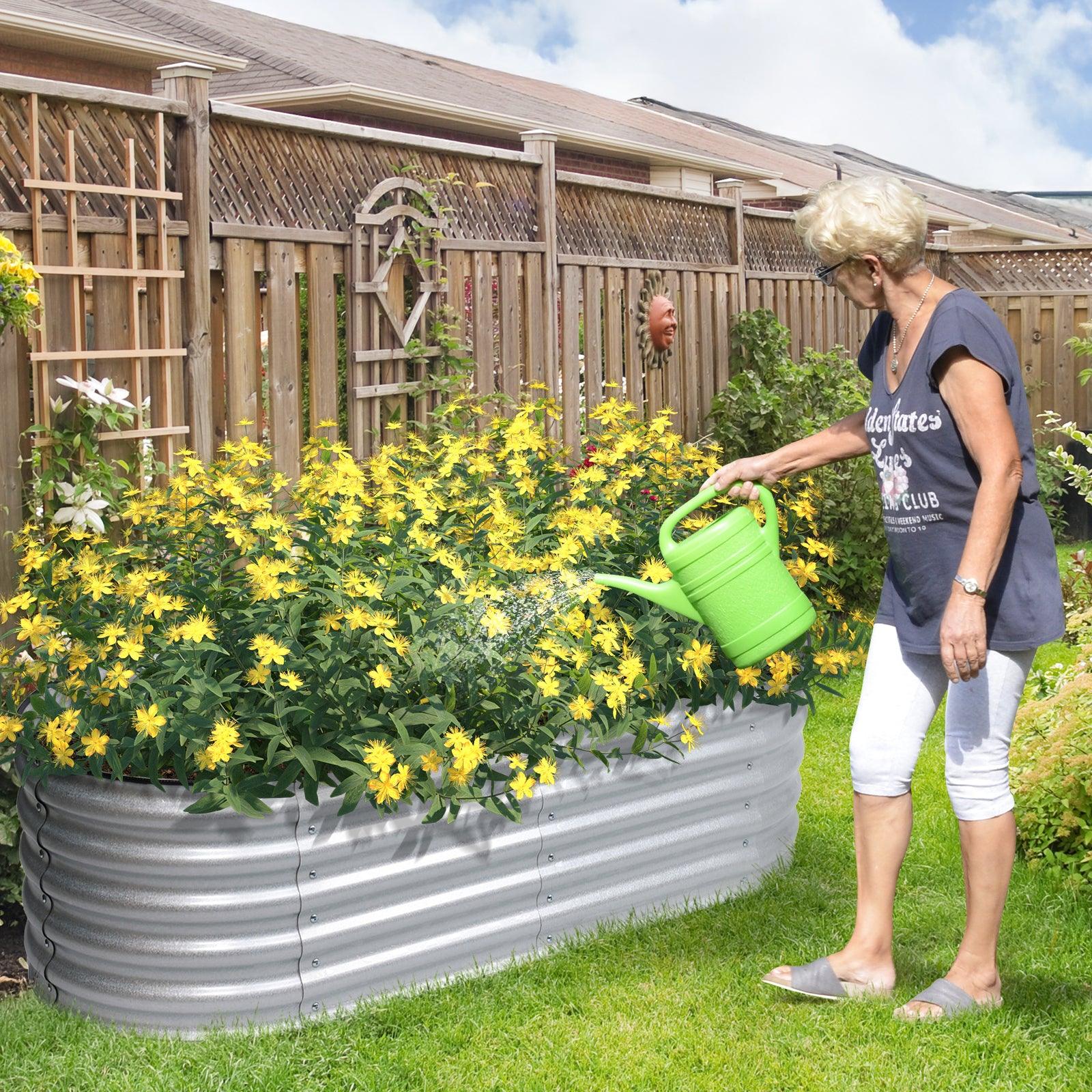 4-In-1 Oval Modular Aluzinc Raised Garden Bed 60'' x 24'' x 17'' Aoodor
