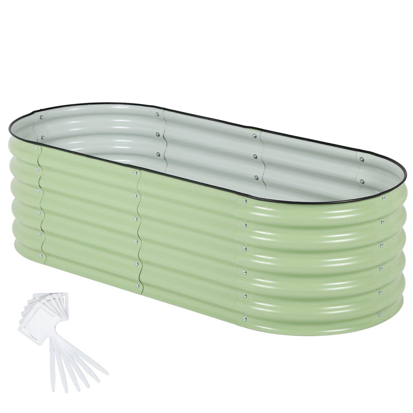 4-In-1 Oval Modular Aluzinc Raised Garden Bed 60'' x 24'' x 17'' Aoodor