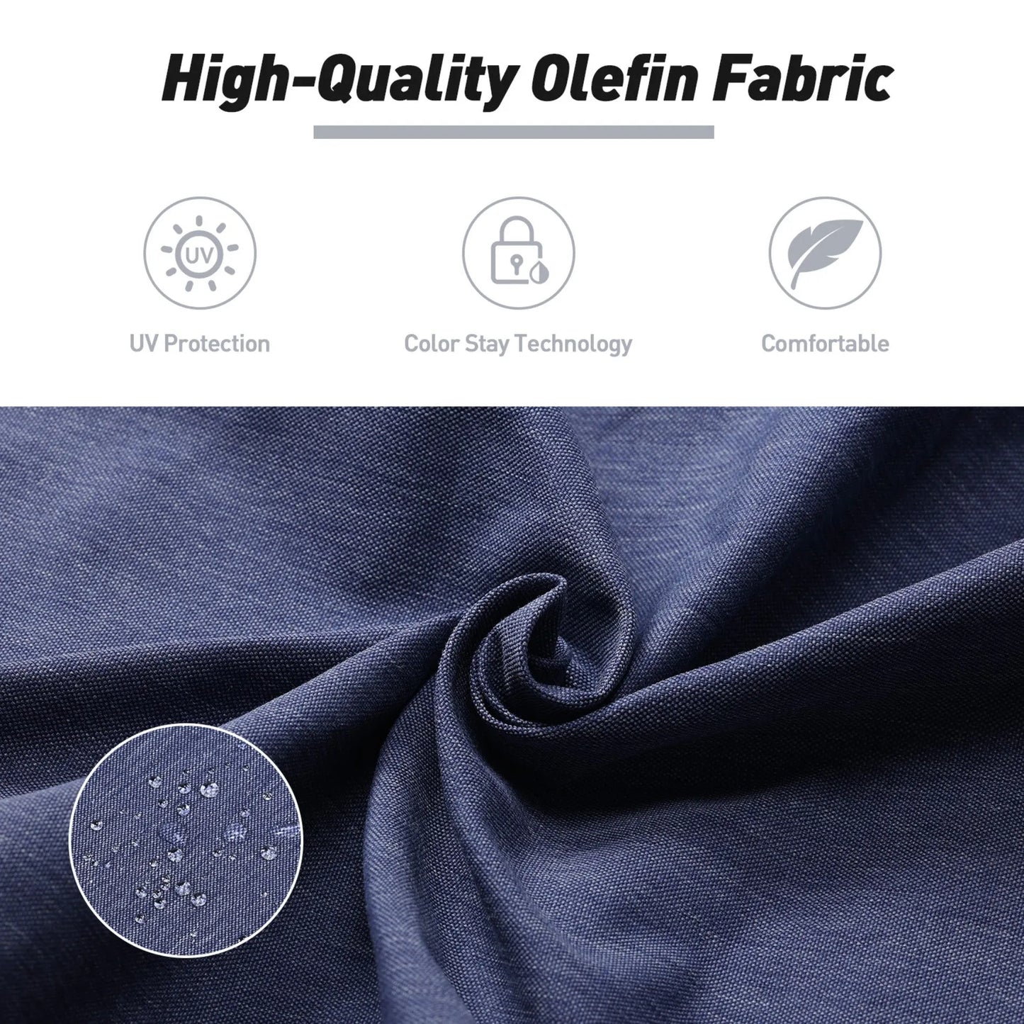 45x22x4 inch High Back Chair Cushions Set of 4, UV-Protected & Water-Resistant Dark blue Aoodor Olefin Fabric