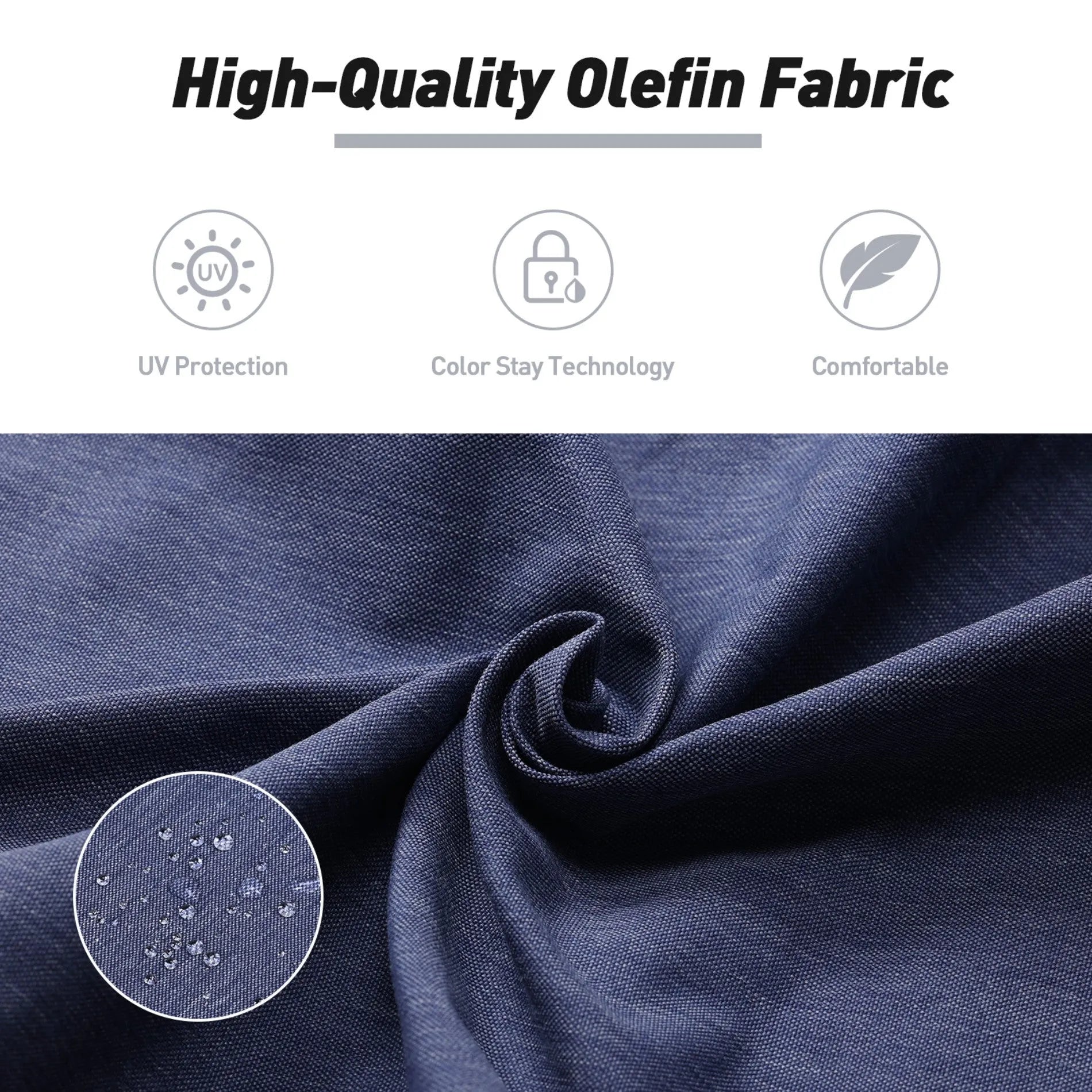 45x22x4 inch High Back Chair Cushions Set of 4, UV-Protected & Water-Resistant Dark blue Aoodor Olefin Fabric