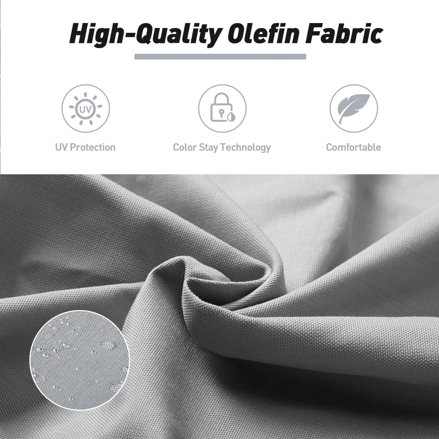 45x22x4 inch High Back Chair Cushions Set of 4, UV-Protected & Water-Resistant Gray Aoodor Olefin Fabric