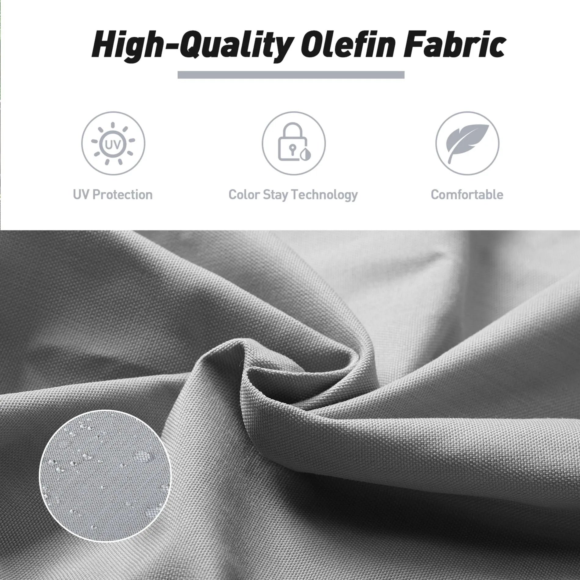 45x22x4 inch High Back Chair Cushions Set of 4, UV-Protected & Water-Resistant Gray Aoodor Olefin Fabric