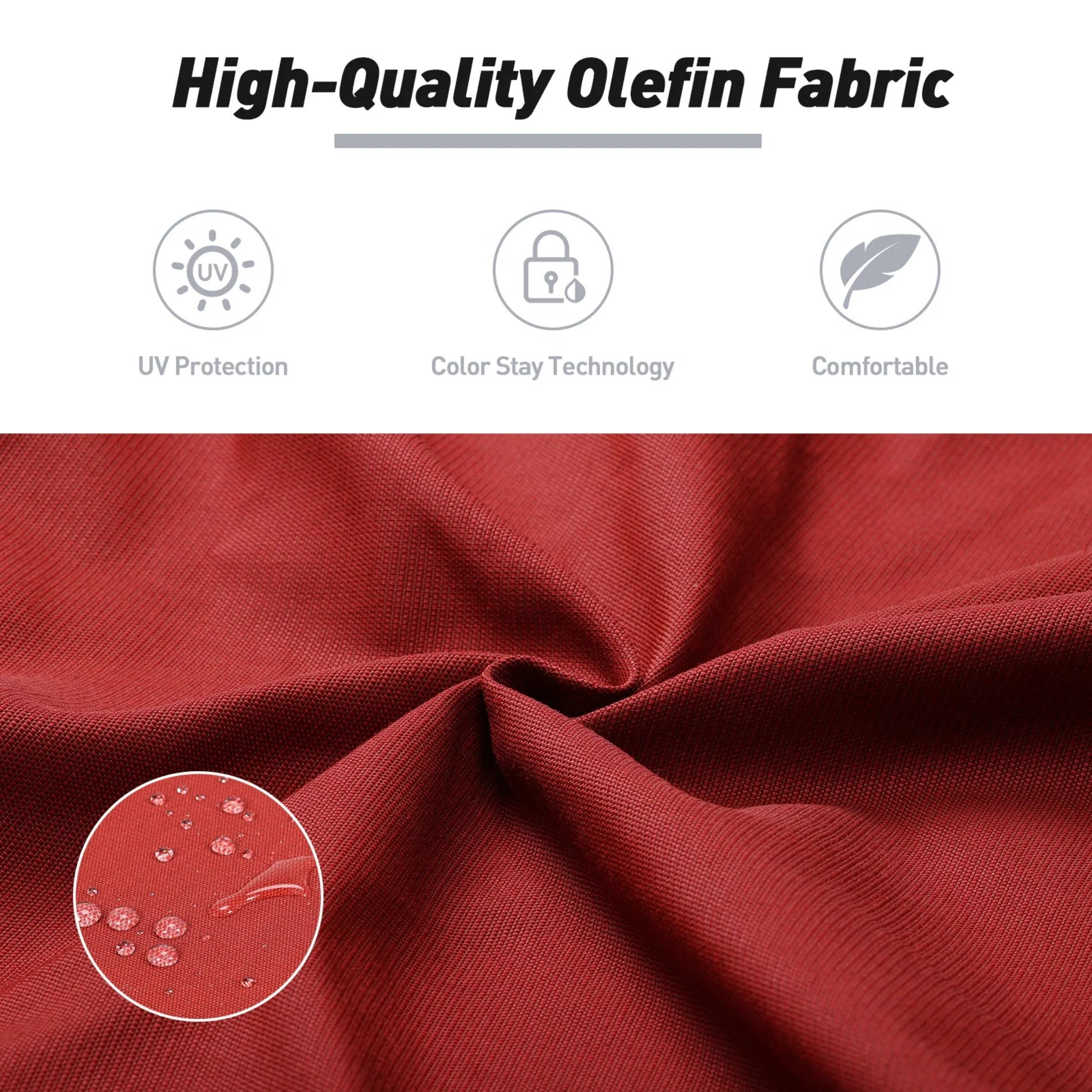 45x22x4 inch High Back Chair Cushions Set of 4, UV-Protected & Water-Resistant Red Aoodor Olefin Fabric