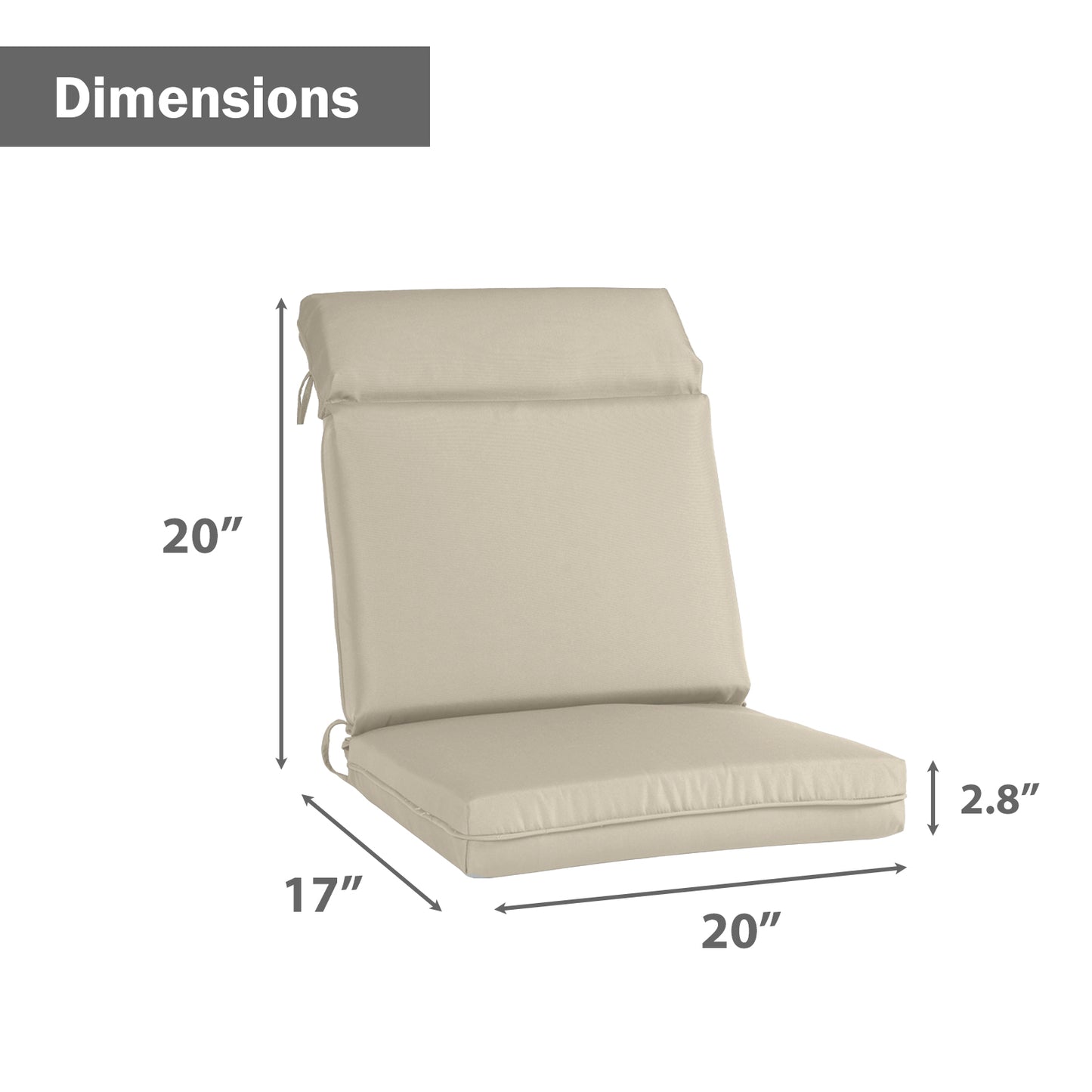 Outdoor Cartridge High Back Dining Chair Cushion Set- 37''x20''x2.8''