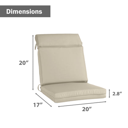 Outdoor Cartridge High Back Dining Chair Cushion Set- 37''x20''x2.8''