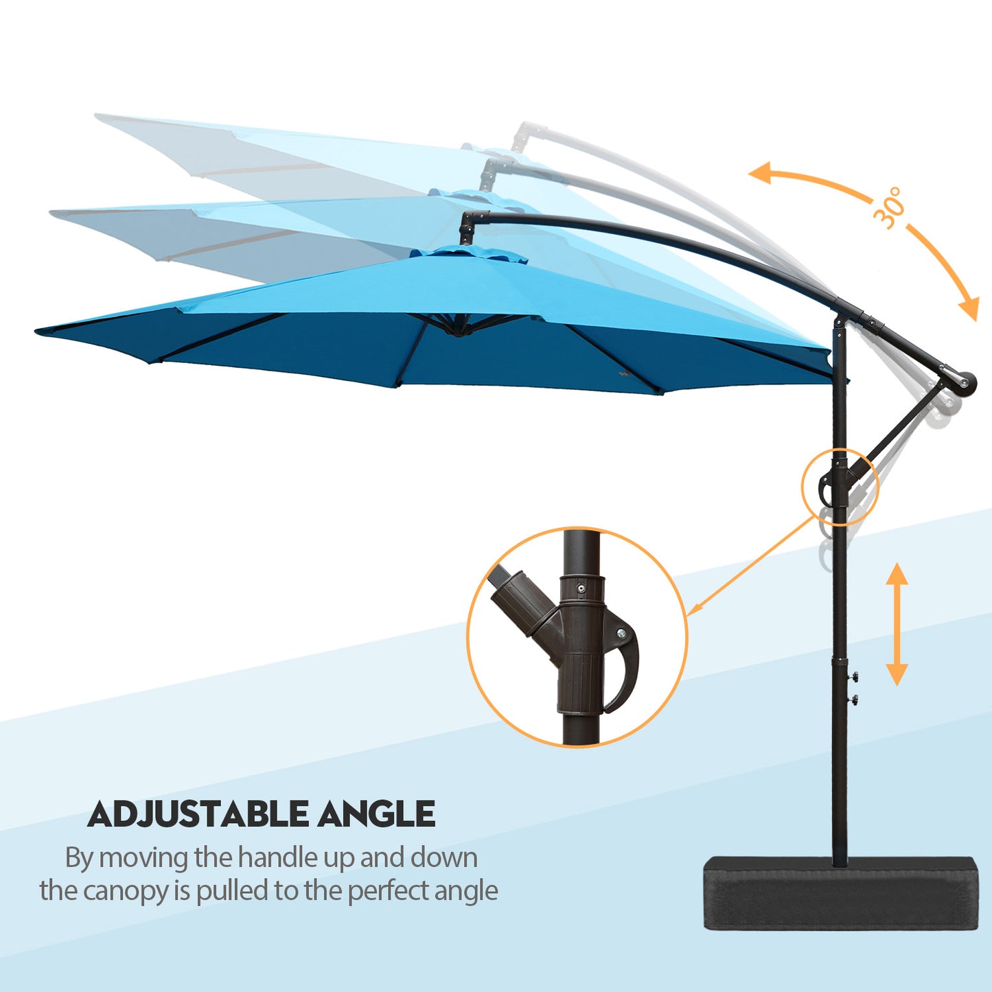 Offset Hanging Umbrella with Base Stand 10 Ft.