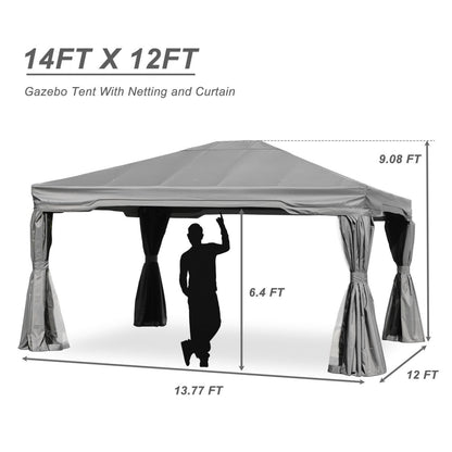 12 x 12 ft. Outdoor Gazebo Tent Canopy Shelter, Aluminum Frame with Privacy Curtain and Netting Gazebo Aoodor LLC   