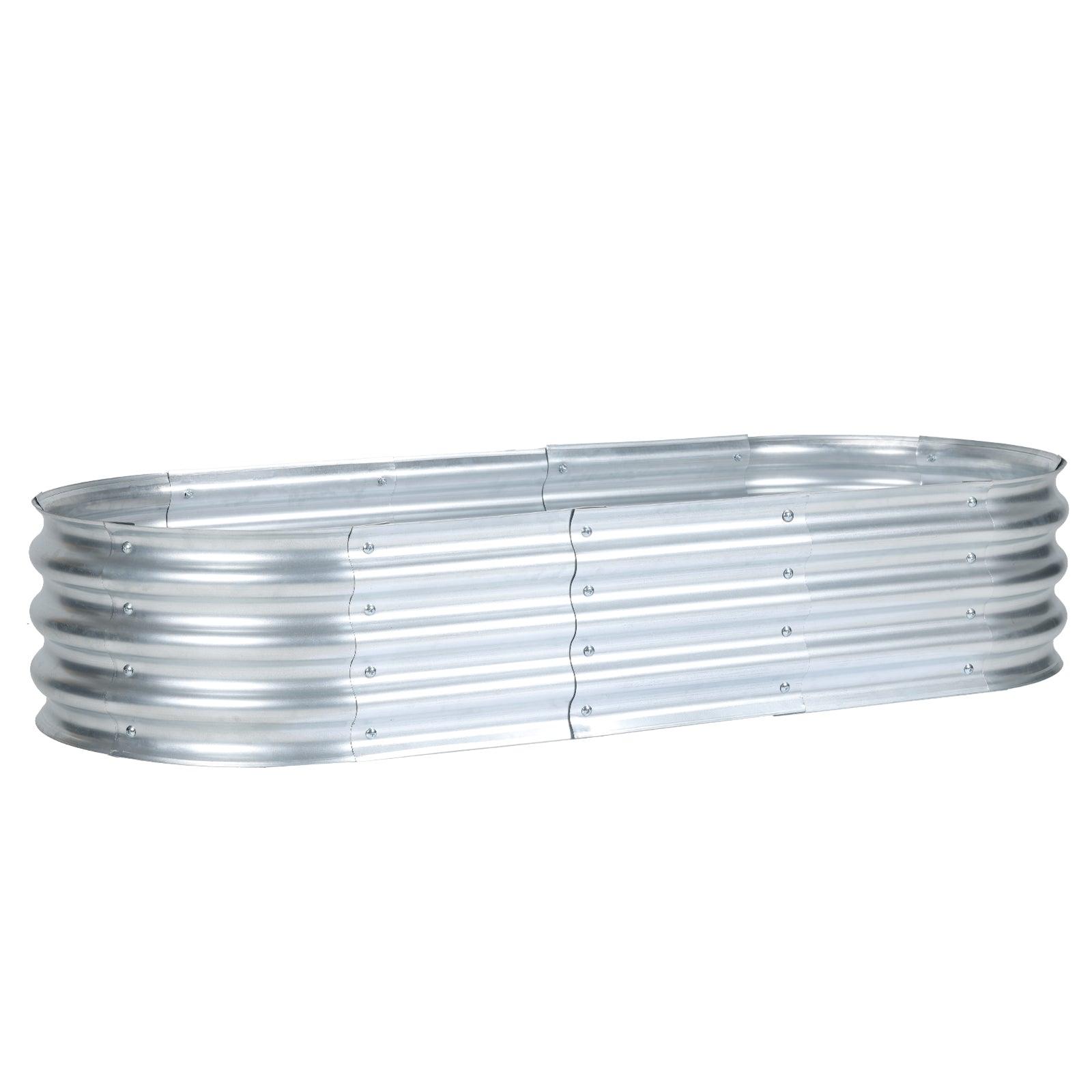 59(L)x24(W)x12(H)inch Galvanized Raised Garden Bed Kit, Outdoor Garden Planter Oval Large Boxes for Vegetables, Flowers, Herbs - Silver Aoodor