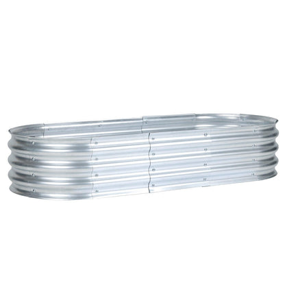 59(L)x24(W)x12(H)inch Galvanized Raised Garden Bed Kit, Outdoor Garden Planter Oval Large Boxes for Vegetables, Flowers, Herbs - Silver Aoodor
