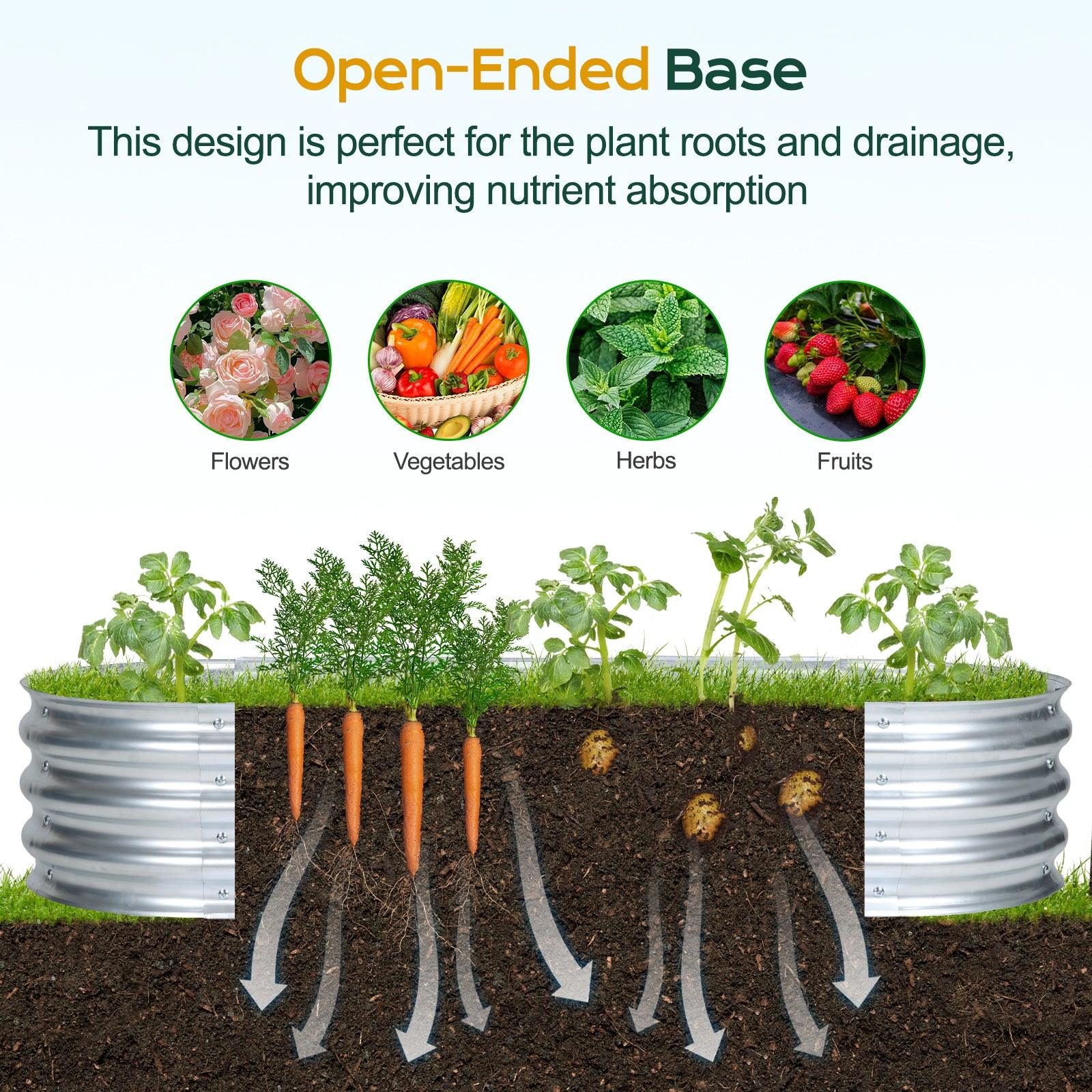 59(L)x24(W)x12(H)inch Galvanized Raised Garden Bed Kit, Outdoor Garden Planter Oval Large Boxes for Vegetables, Flowers, Herbs - Silver Aoodor