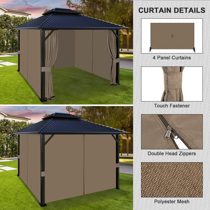 Universal Gazebo Curtain Set for Privacy Side Walls 4 Panels (Curtain Only) - Brown