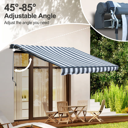 10' x 8' x 5' Retractable Window Awning Sunshade Shelter,Polyester Fabric,with Brackets and Two Wall Bases  Aoodor    