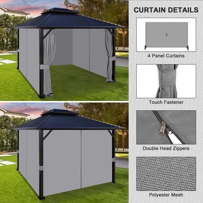 Universal Gazebo Curtain Set for Privacy Side Walls 4 Panels (Curtain Only) - Gray