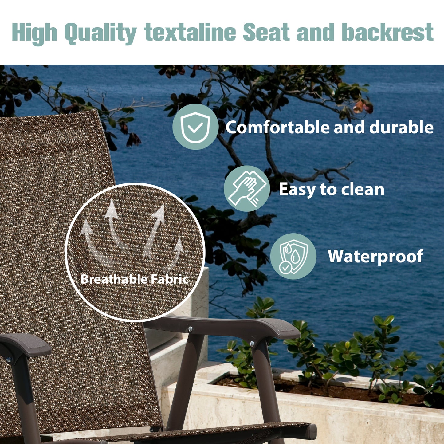 Folding Patio Chairs - Set of 4, Ideal for Patio and Outdoor Use Furniture Aoodor   