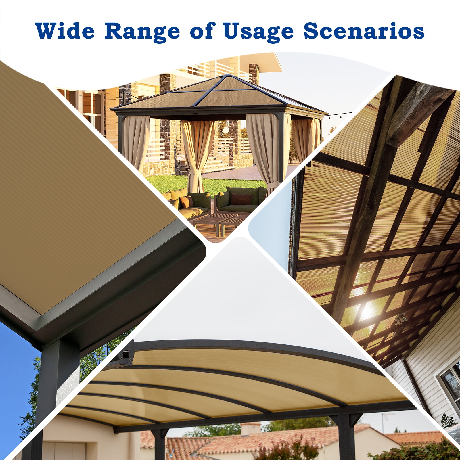 6 Pieces Polycarbonate Gazebo Proof 38"x 62" Panels