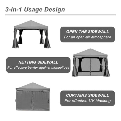 12 x 12 ft. Outdoor Gazebo Tent Canopy Shelter, Aluminum Frame with Privacy Curtain and Netting Gazebo Aoodor LLC   