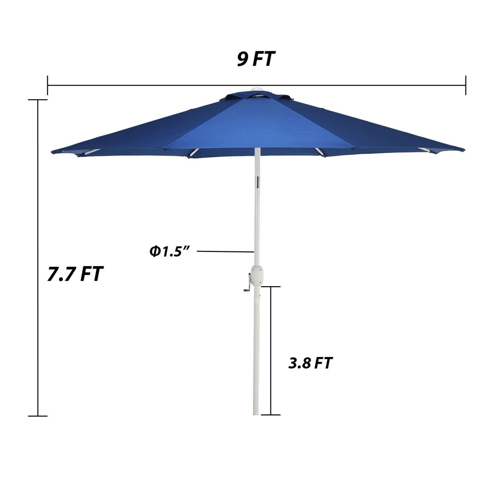 9FT Outdoor Patio Market Umbrella Aluminum Frame with Push Button Tilt Crank and 8 Steel Ribs, UV Protection  Aoodor    