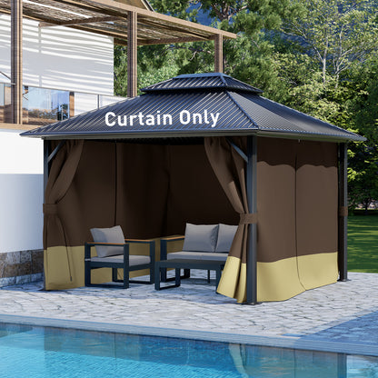 Universal Gazebo Curtain Set for Privacy Side Walls 4 Panels (Curtain Only) - Coffee Khaki