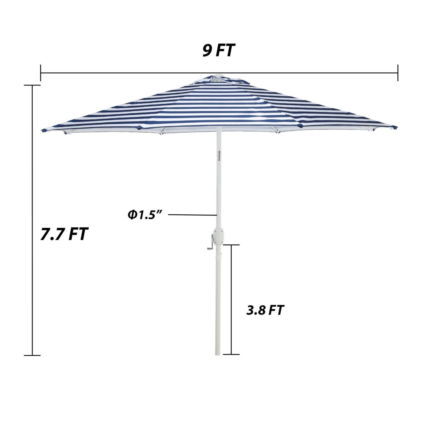 9FT Outdoor Patio Market Umbrella Aluminum Frame with Push Button Tilt Crank and 8 Steel Ribs, UV Protection  Aoodor    