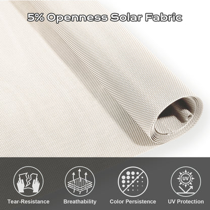 5% Openness Cordless Solar Fabric Roller Sun Shade for Outdoor Gazebo Pergola Porch, 95% UV Protection