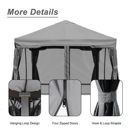 12 x 12 ft. Outdoor Gazebo Tent Canopy Shelter, Aluminum Frame with Privacy Curtain and Netting Gazebo Aoodor LLC   