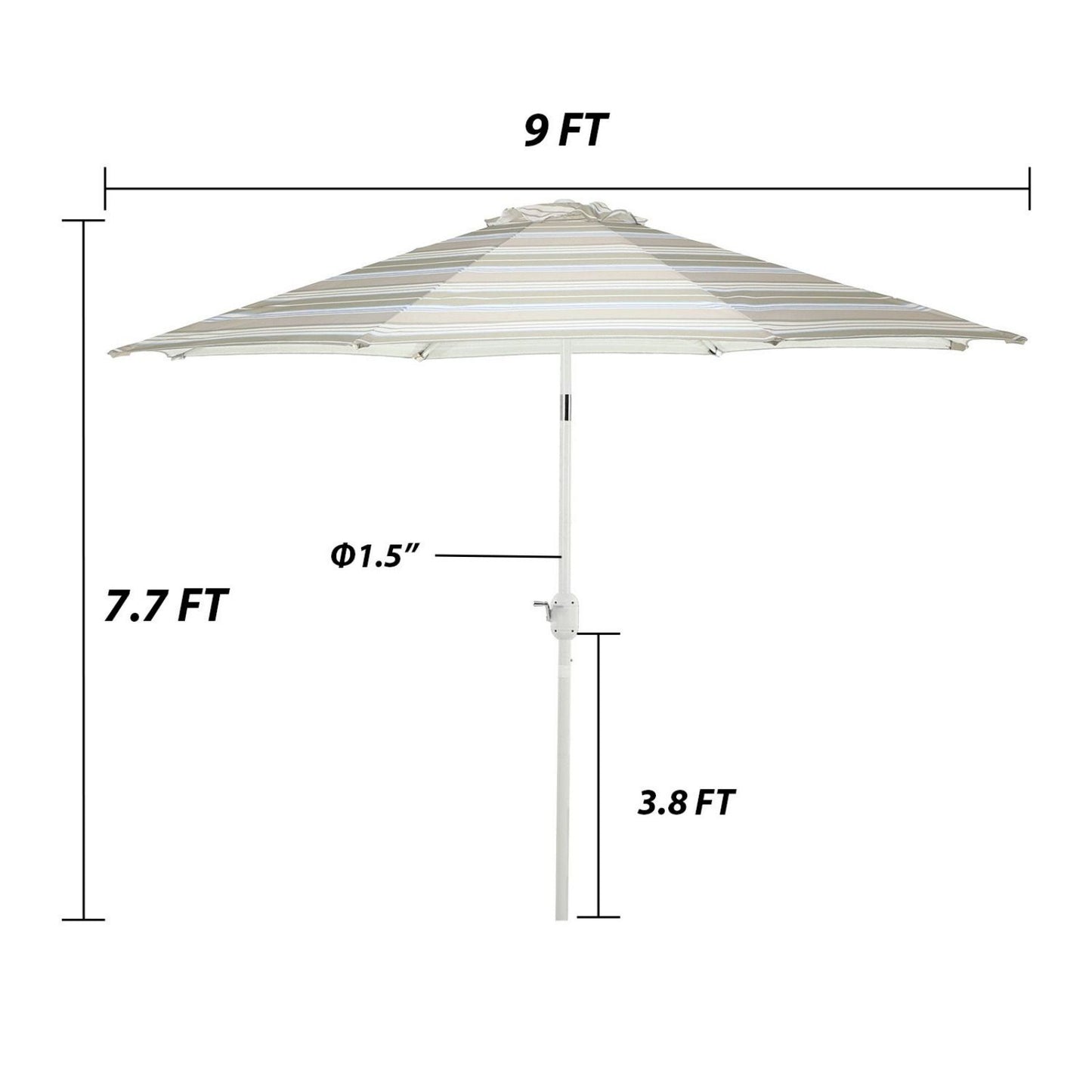 9FT Outdoor Patio Market Umbrella Aluminum Frame with Push Button Tilt Crank and 8 Steel Ribs, UV Protection  Aoodor    