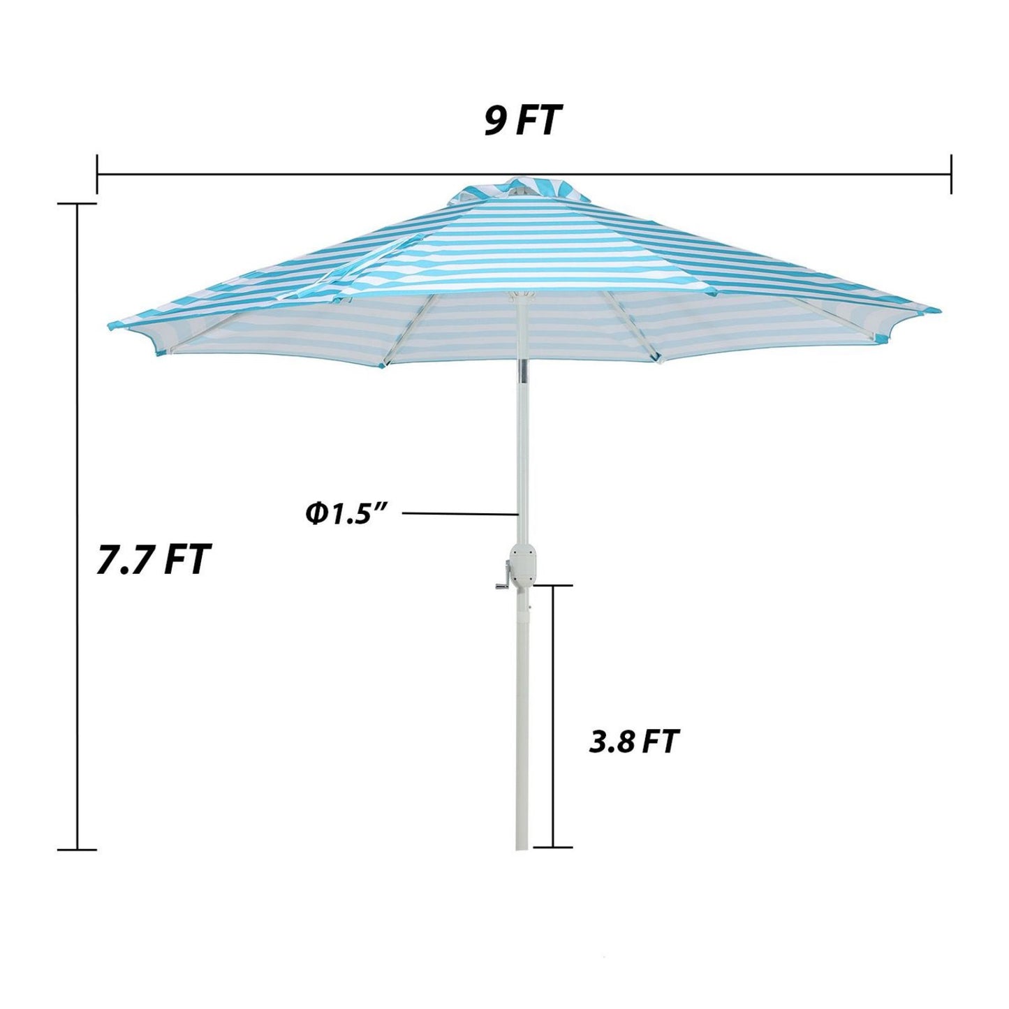 9FT Outdoor Patio Market Umbrella Aluminum Frame with Push Button Tilt Crank and 8 Steel Ribs, UV Protection  Aoodor    