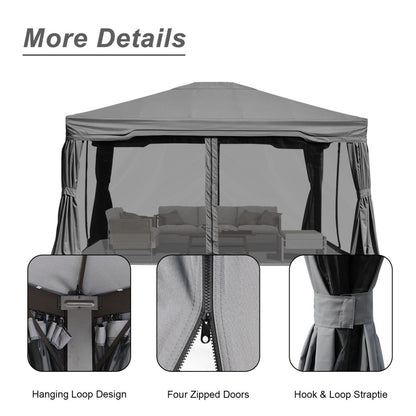 12 x 12 ft. Outdoor Gazebo Tent Canopy Shelter, Aluminum Frame with Privacy Curtain and Netting Gazebo Aoodor LLC   