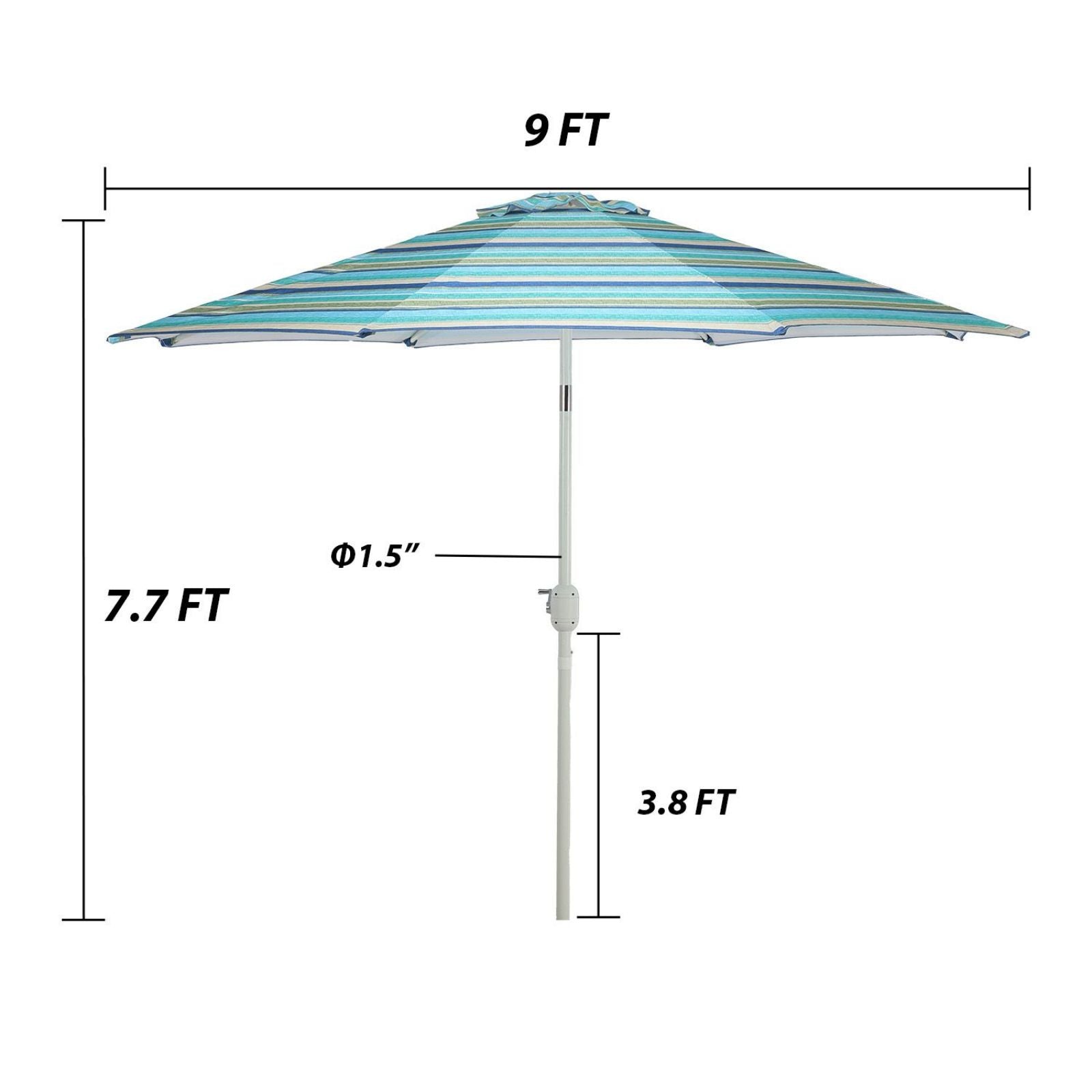 9FT Outdoor Patio Market Umbrella Aluminum Frame with Push Button Tilt Crank and 8 Steel Ribs, UV Protection  Aoodor    