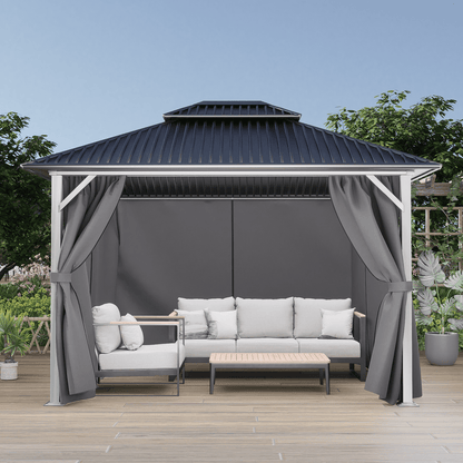 Gazebo Curtain Replacement - Universal 4-Panel Sidewalls 12' x 14',Patio Privacy Curtains with Double Zipper,UV Resistant(Curtain Only)  Aoodor    