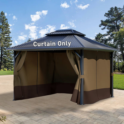 Universal Gazebo Curtain Set for Privacy Side Walls 4 Panels (Curtain Only) - Brown Coffee