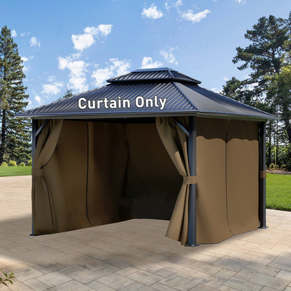 Universal Gazebo Curtain Set for Privacy Side Walls 4 Panels (Curtain Only) - Brown