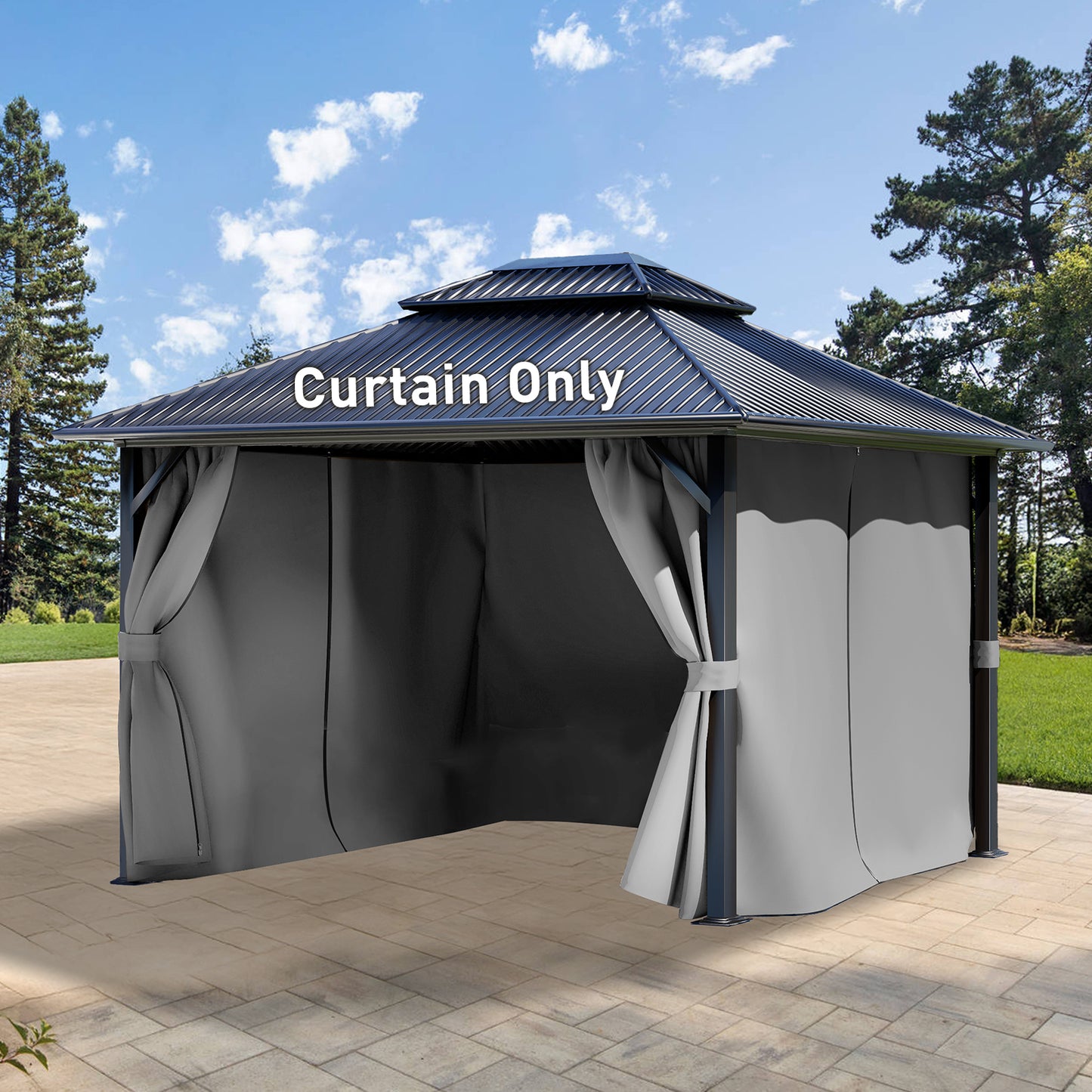 Universal Gazebo Curtain Set for Privacy Side Walls 4 Panels (Curtain Only) - Gray