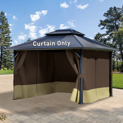 Universal Gazebo Curtain Set for Privacy Side Walls 4 Panels (Curtain Only) - Coffee Khaki