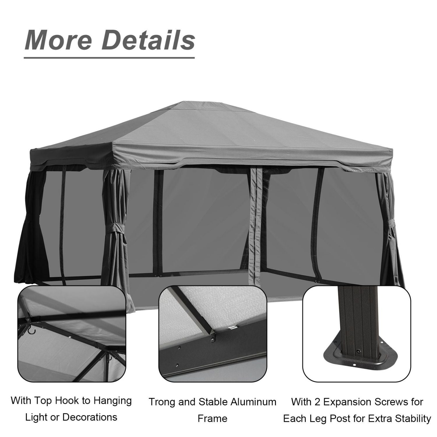 12 x 12 ft. Outdoor Gazebo Tent Canopy Shelter, Aluminum Frame with Privacy Curtain and Netting Gazebo Aoodor LLC   