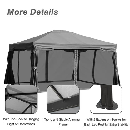 12 x 12 ft. Outdoor Gazebo Tent Canopy Shelter, Aluminum Frame with Privacy Curtain and Netting Gazebo Aoodor LLC   