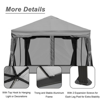 12 x 12 ft. Outdoor Gazebo Tent Canopy Shelter, Aluminum Frame with Privacy Curtain and Netting Gazebo Aoodor LLC   