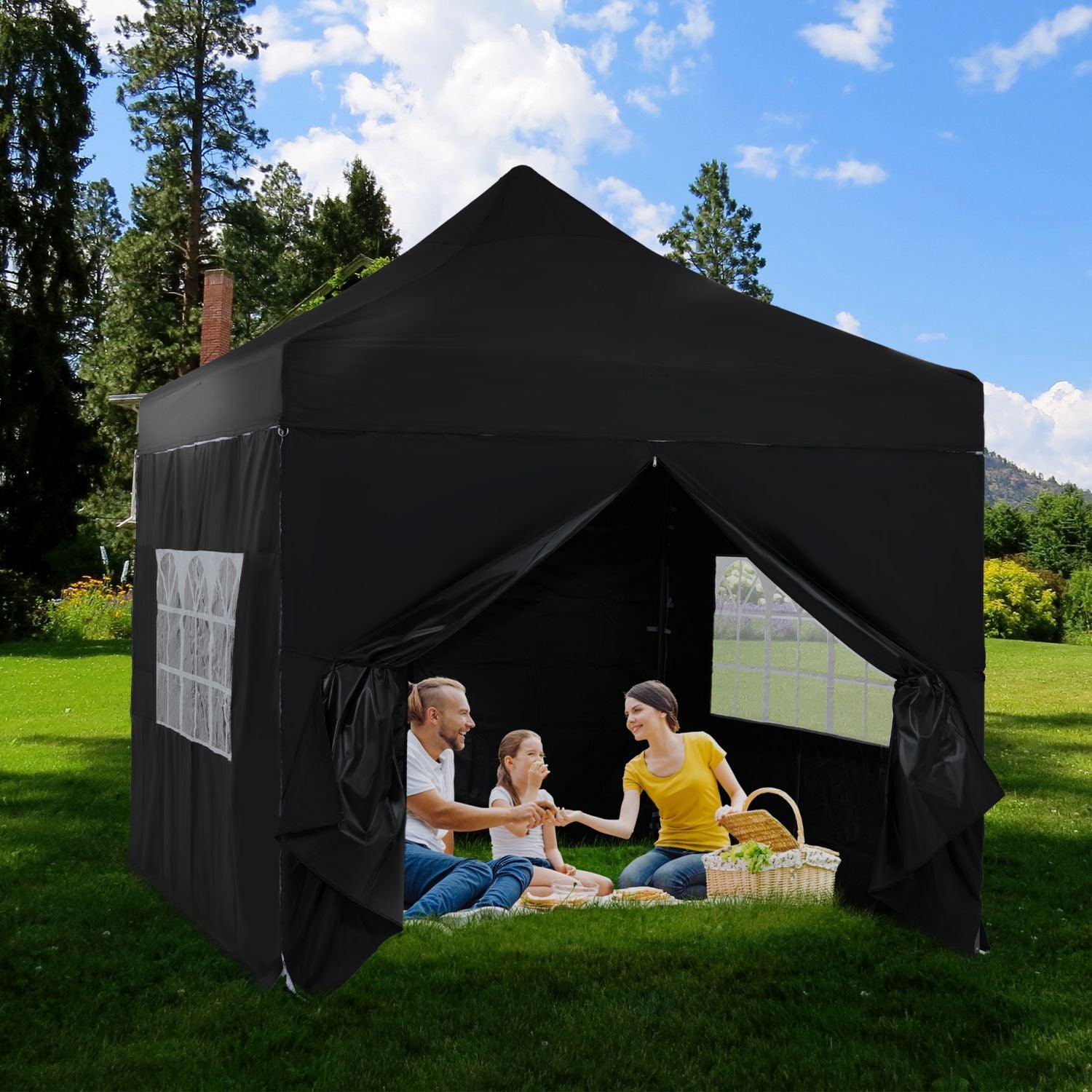 Aoodor 10x10 FT Pop Up Canopy Tent with Windows Adjustable Heights Wheeled Bag