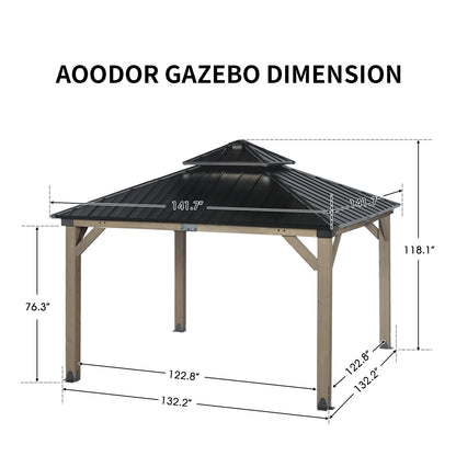 Wood Gazebo,Upgrade Cedar Wooden Frame Gazebo with Galvanized Steel Roof