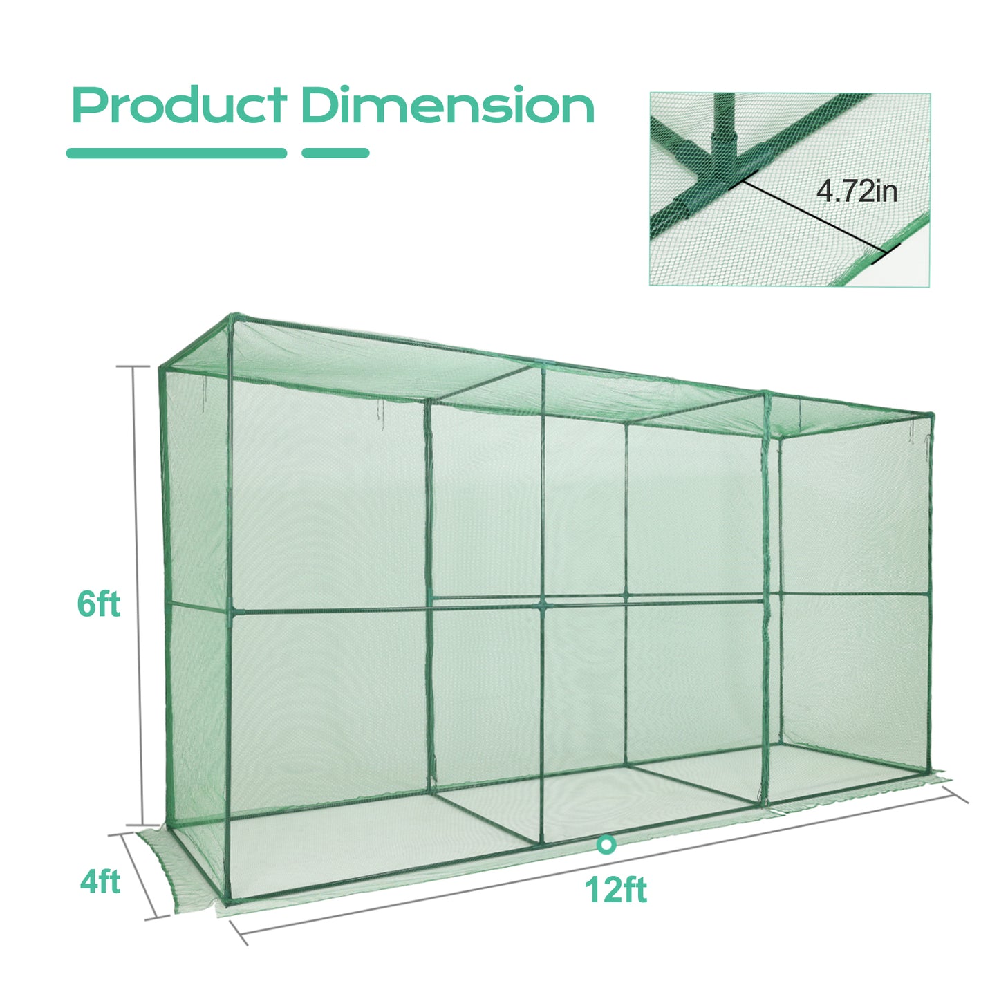 Crop Cage Plant Protection Netting Tent with Zipper for Vegetables Fruits and Plant Greenhouse Aoodor LLC   